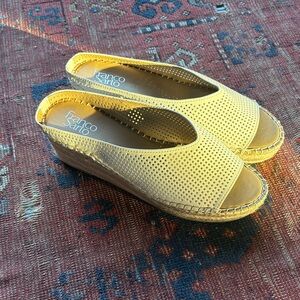 Franco Sarto Perforated Tan Espadrille Wedges